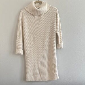 Ann Taylor Cream Ribbed Turtleneck Sweater